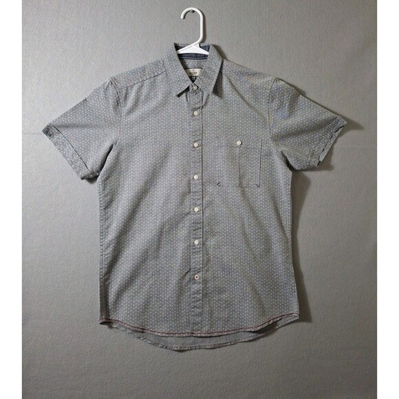 Burnside Mens Short sleeve Shirt Button Casual Collared Geometric Gray S - Picture 1 of 7